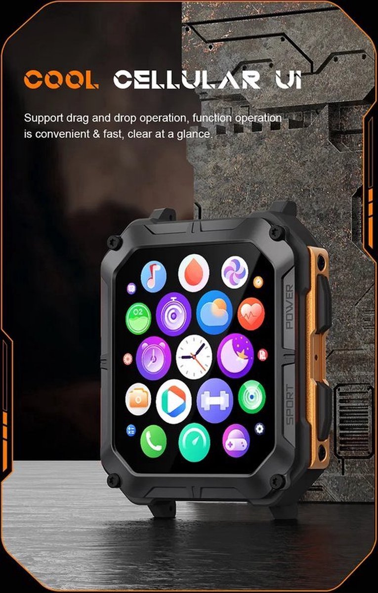 Afbeelding 2 van Smartwatch- Zwart- Horloge- Tracker- Stappenteller- Hartslagmeter- Watch Bloeddrukmeter- Bluetooth- Waterdicht- Gezond- Klok- Fitness -