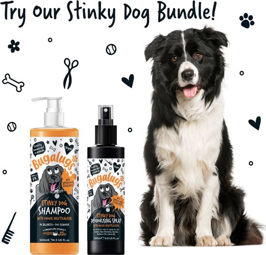 Bugalugs - Shampoo voor stinkende honden met geurneutralisator - Alle vachttypes - Fles met pompje - Vegan - 500 ml