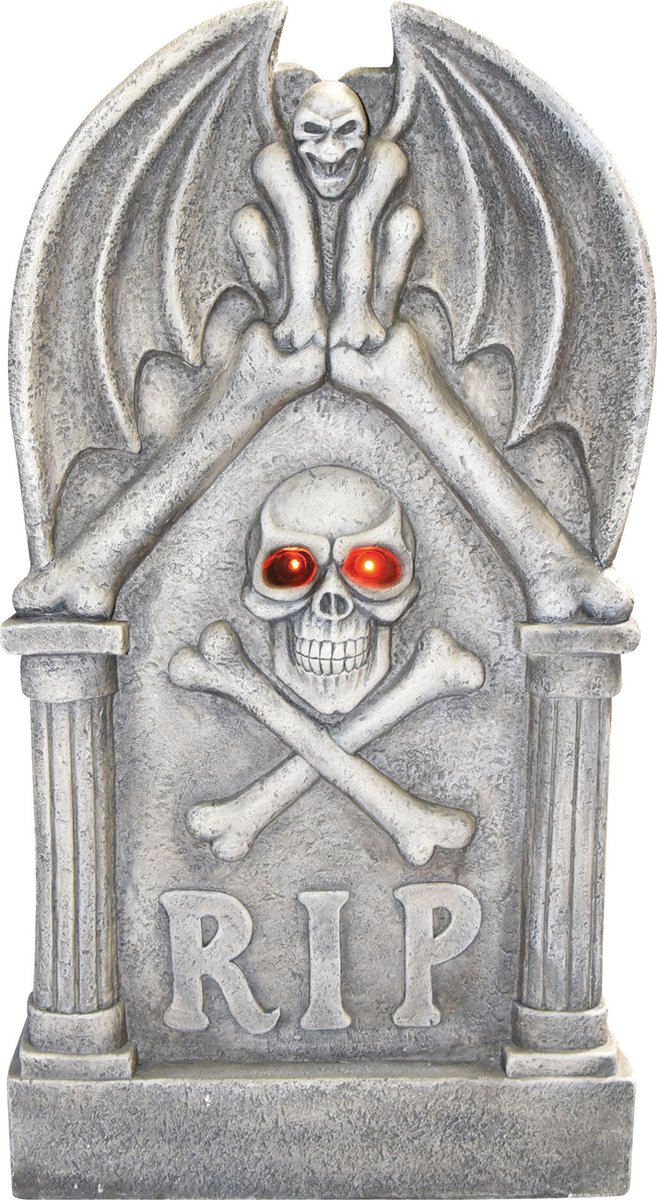 Luxe Halloween grafzerk RIP 99 cm - Decoratie grafsteen met LED decoratie