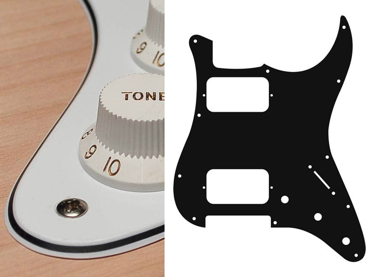 Boston ST-333-W pickguard, Stallion, HH, 3 pot holes, 3-5 switch, 3 ply, white