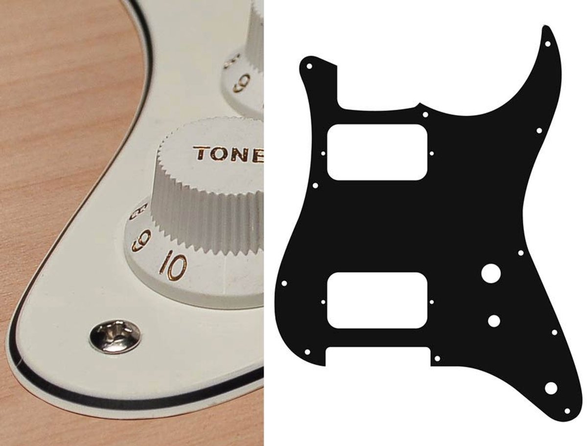 Boston ST-331-VW pickguard, Stallion, HH, 2 pot holes, toggle switch, 3 ply, vintage white