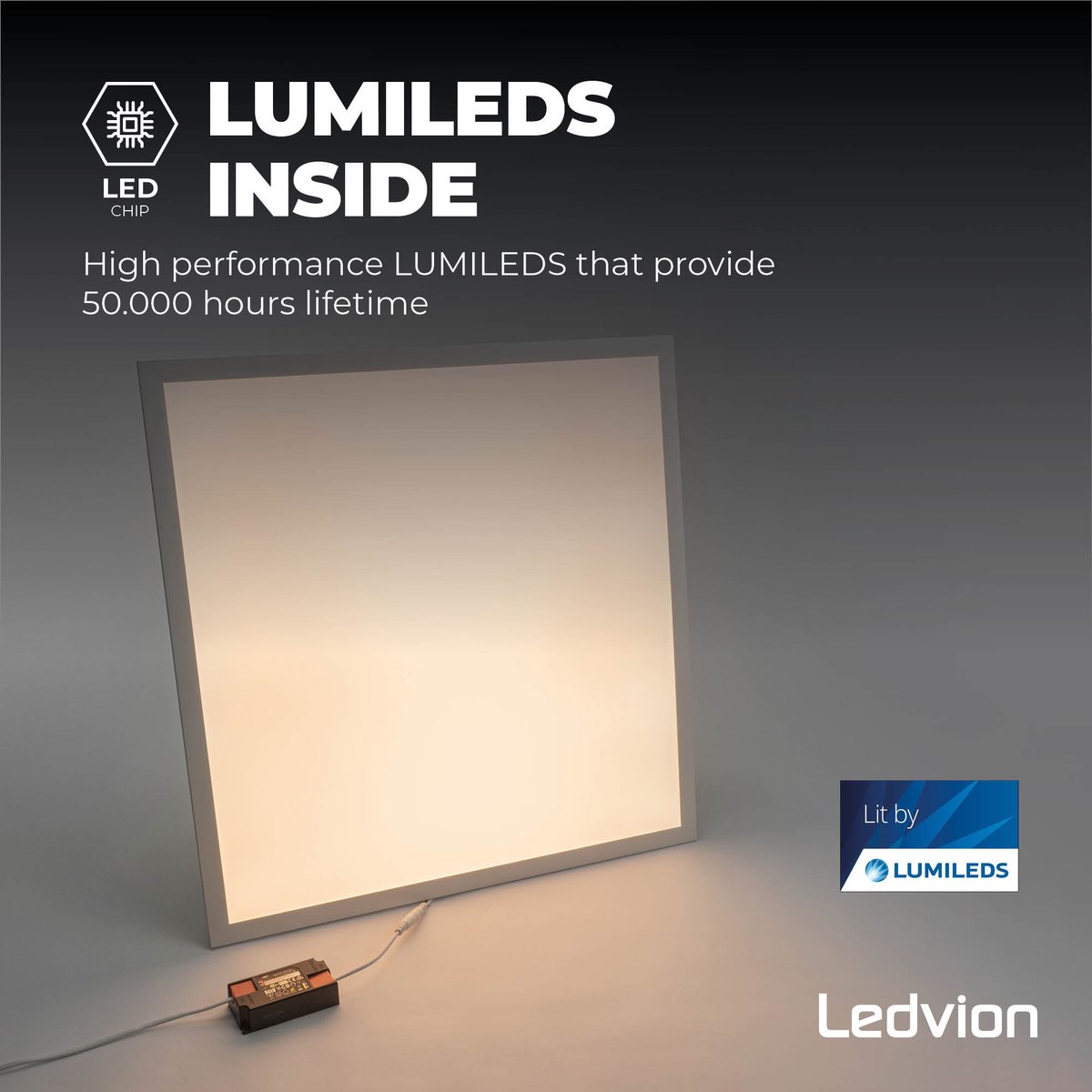 Panneau LED Ledvion 60x60 Cm - 36W - 6500K Blanc Froid - 125 Lm/W - Dimmable - Garantie 5 Ans