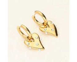 foto van Lajetti - Oorbellen Goudkleurige Hartjes Dames - Stainless Steel Gold plated - Dames Oorbellen