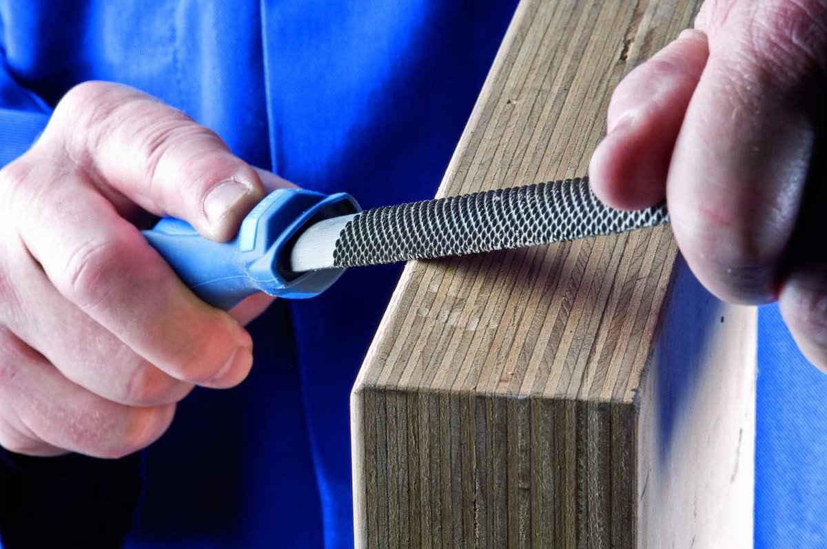 Halfronde houten raspen 250 mm halfronde spits toelopende vijl rasphief H2 incl. ergonomische vijlheft universeel voorbewerken afwerken Raspen