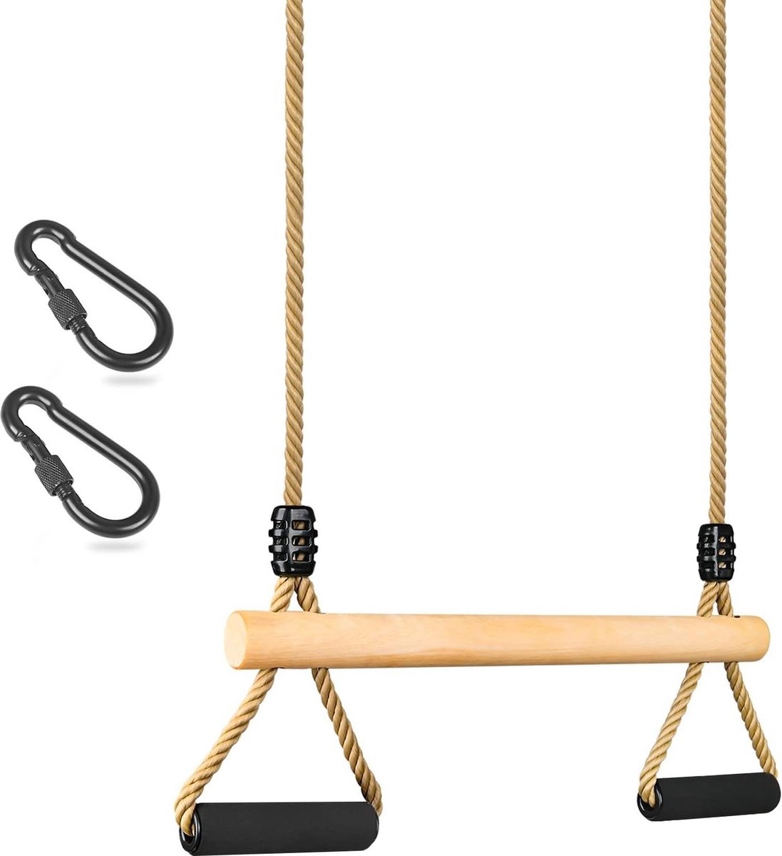 Multifunctionele Houten Schommel met Zachte Sponshandgreep Indoor Outdoor Trapeziumvormige Swing tot 100 kg
