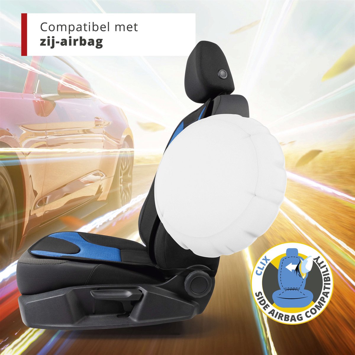 Walser Stoelhoes Grafis - universele stoelhoes auto zwart-blauw - 1 stuk – foto 7