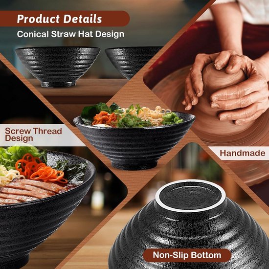 Selamica Lot De 3 Grands Bols à Salade En Céramique Pho De 1502,5 G De