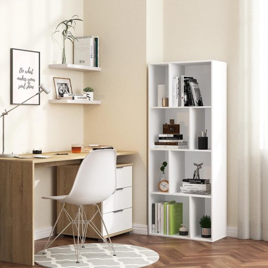 Bibliothèque Enfant 3 Niveaux - Étagère à Livres Jouets, Rangement Chambre, Blanc, 75 Cm, Facile à Monter