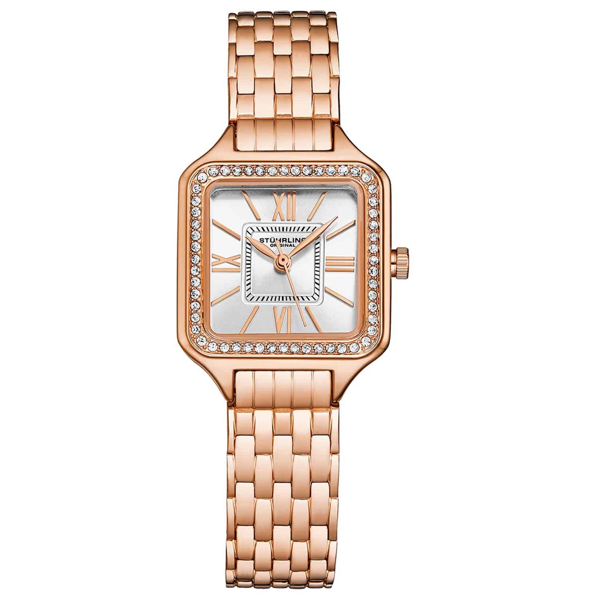 Stührling Confidant Square Crystal 27mm 4020 Klassieke Horloge - Horloge Dames - Horloges voor Vrouwen - Waterdicht 30m - Bladvormige Wijzers