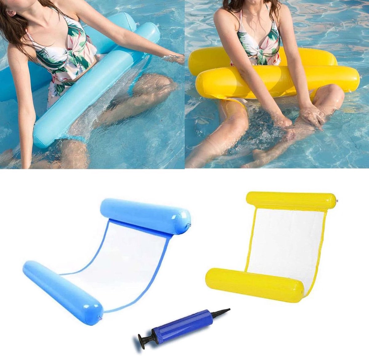 Opblaasbaar zwembad 2 stuks - 4-in-1 waterhangmat loungestoel strand speelgoed waterhangma