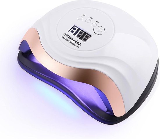 Foto: Elektrische nageldroger uv leds lamp 168 w timerlcd display en smartsensor voor alle gelnagellak gelnagels shellac wit goud