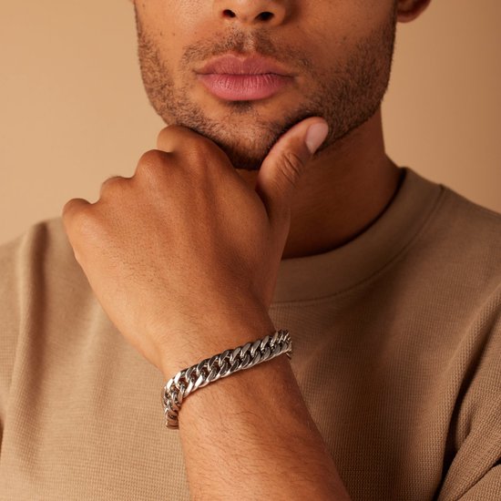 Lucardi - Bracelet homme acier maillon mat