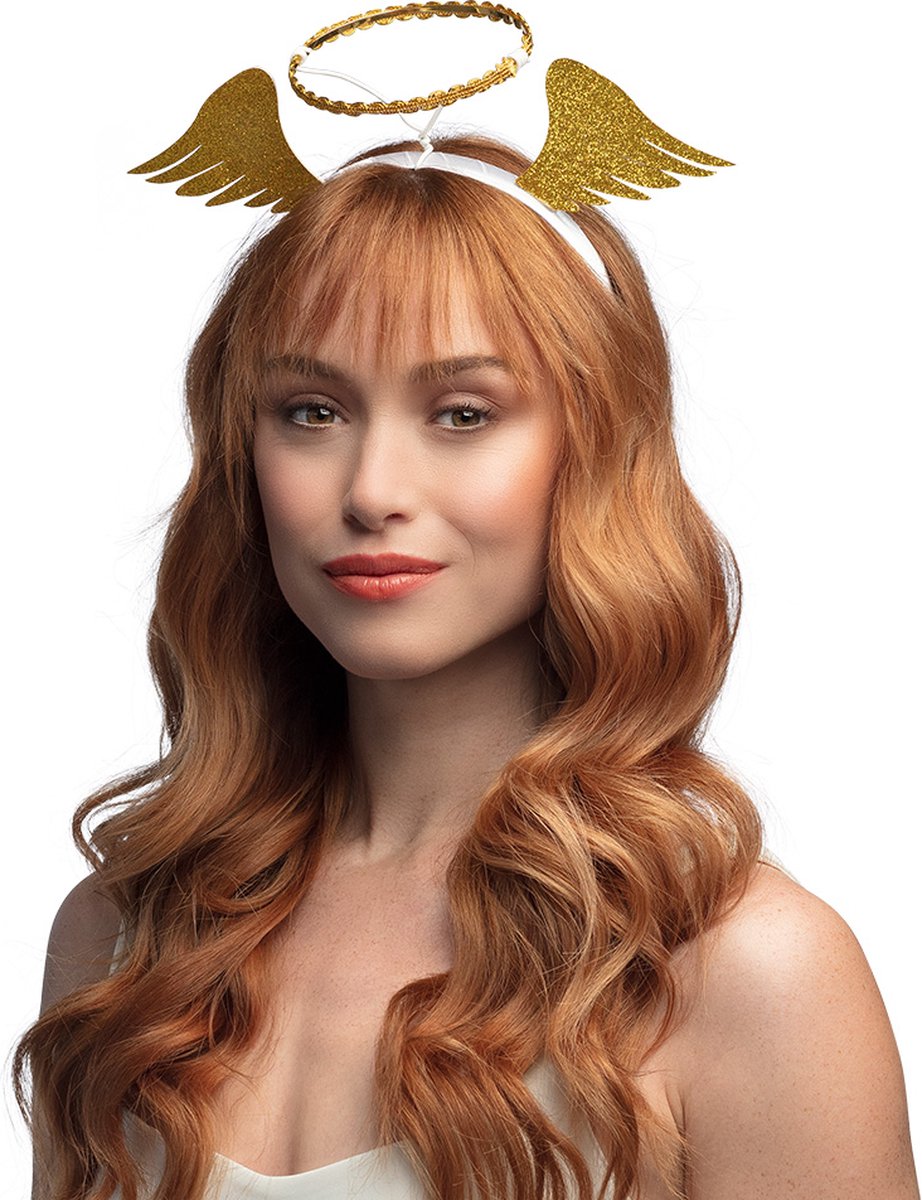 Boland - Diadeem Angela Goud - Volwassenen - Vrouwen - Fee - Engel - Halo - Engelenvleugels