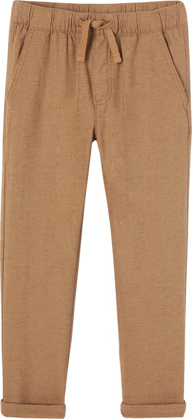 Damesbroek, casual, katoen, linnen, lichte stoffen broek, vrijetijdsbroek, stretch, licht, rechte pijpen en zakken, zomerbroek, licht en luchtig, mousseline broek, losse pasvorm, strandbroek, geel