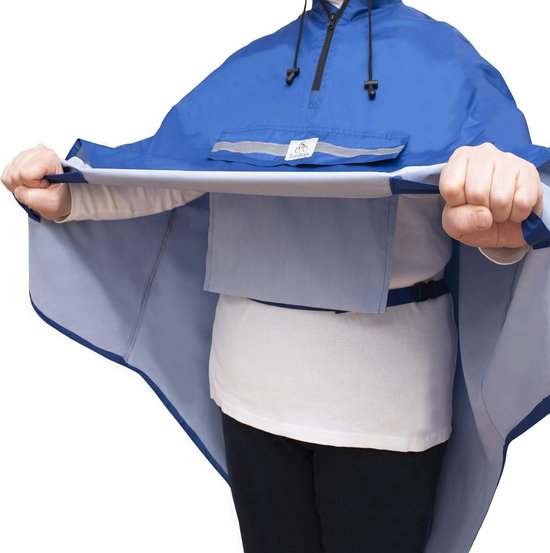 CYCLEHERO Regenponcho fiets, waterdicht, zeer goede testresultaten, regencape fiets met reflectoren en kijkvenster, fiets regenkleding als waterdichte regenponcho voor dames en heren, donkerblauw, M