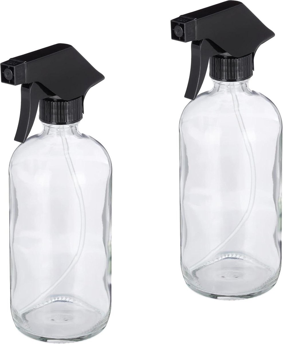 Image of 500 ml navulbare glazen spuitfles met mist- en straalfunctie voor haarverzorging en schoonmaken, transparant en leeg