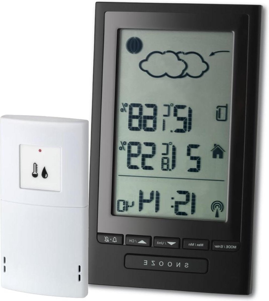 Plus draadloos weerstation weersvoorspelling temperatuur weerpictogrammen luchtvochtigheid binnen en buiten