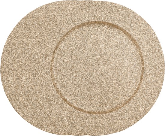Feeric Assiettes de présentation pour dîner/dîner de Noël - 8x pcs - or - paillettes - plastique - D33 x H1,6 cm