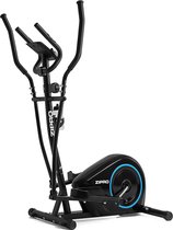 Zipro Burn Magnetische Crosstrainer, Hartslagsensoren, Gemakkelijk te transporteren, Antislippedalen, Flessenhouder, Homegym, Stabiele structuur, Max. gebruikersgewicht 120 kg, zwart en blauw
