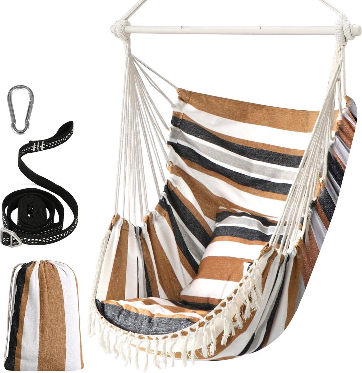 Opknoping Hangstoel Swing Max 500LB - Comfortabele Hangmatstoel met Kussens - Draagbare Hangstoel voor Buiten en Binnen