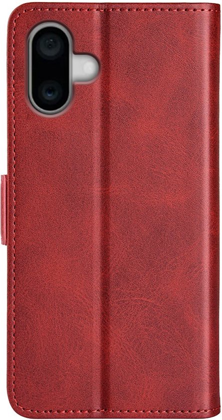 Mobiq - Étui portefeuille en cuir PU avec fermeture iPhone 16 - rouge