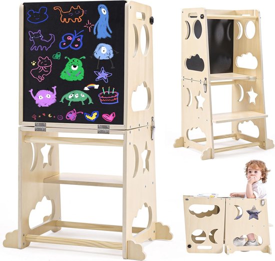 Foto: Activekidz leertoren leertoren keukenhulp learning tower montessori peuters houten kindertafel 