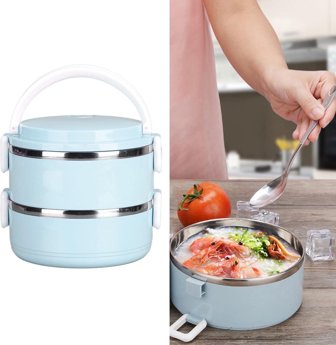 Meerlagige Geïsoleerde Lunchbox Met Draagtas - Lekvrij, Roestvrij Staal Houdt Eten Urenlang Warm Of Koud Ideaal Voor School Werk En Onderweg