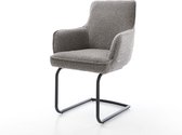 Modèle cantilever Heira- Flex avec accoudoir modèle cantilever rond bouclé noir noyau de ressorts ensachés gris argent
