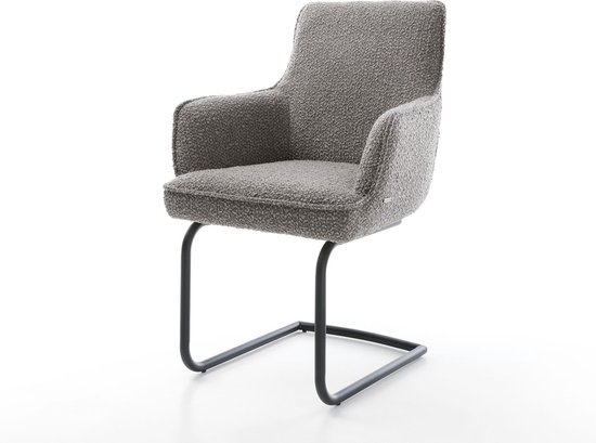 Modèle cantilever Heira- Flex avec accoudoir modèle cantilever rond bouclé noir noyau de ressorts ensachés gris argent