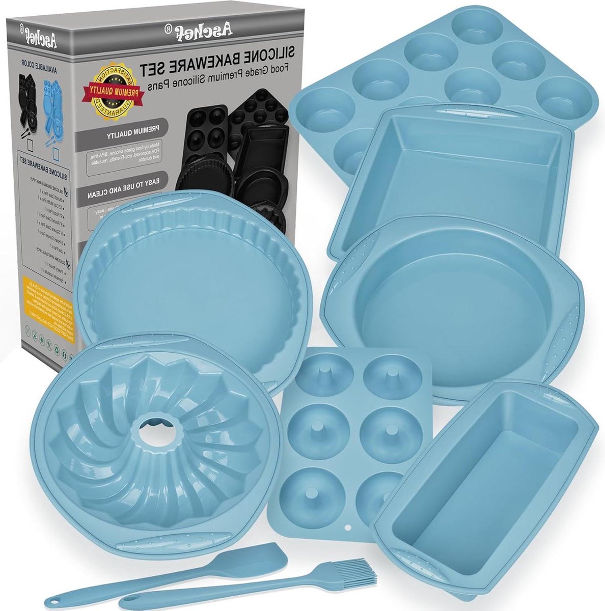 Set di stampi in silicone antiaderente 9 in 1, per forno, resistente al calore