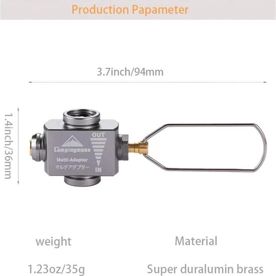 Campingmoon Propaan naar Butaan Adapter voor Camping Kachel en Brandstofbus - Gas Adapter 16 Oz Kleine Tank Input EN417 Lindal Klep Uitgang