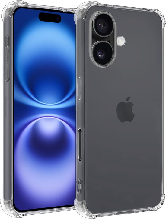 Hoesje – Geschikt voor Apple iPhone 16 Plus – Sterk & Shockproof – Siliconen Shock Case – Hoes Cover – Telefoonhoes – Transparant