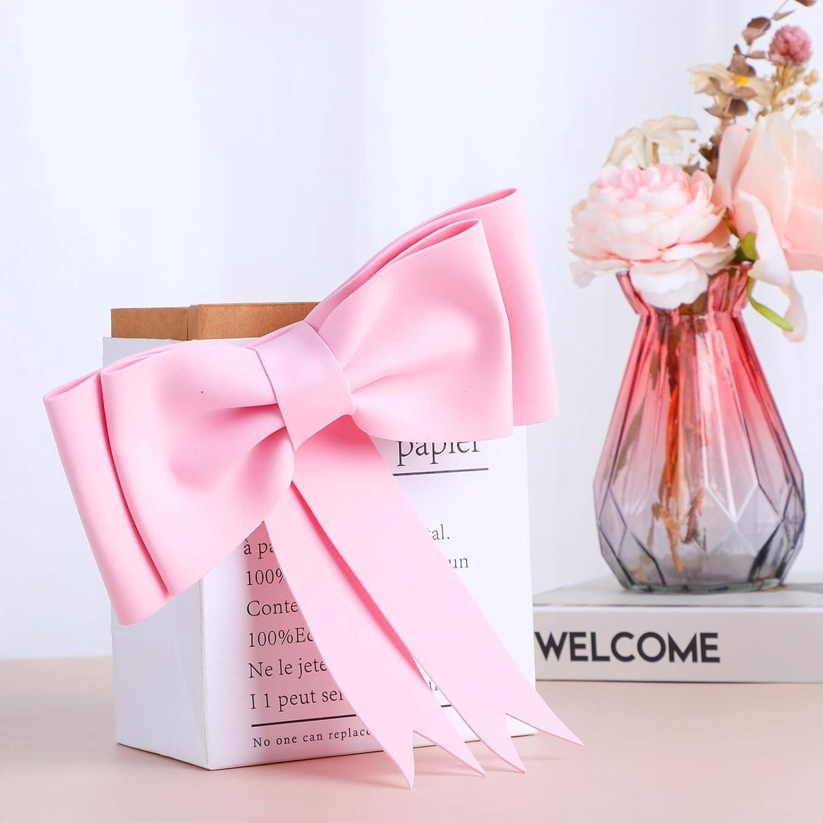 Lot De 6 Décorations De Gâteau En Forme De Nœud Rose Avec