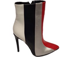 RUON-LUXE ENKELLAARSJE-NAALDHAK-RED/BLACK/WHITE/SILVER-IMITATIONLEDER-39