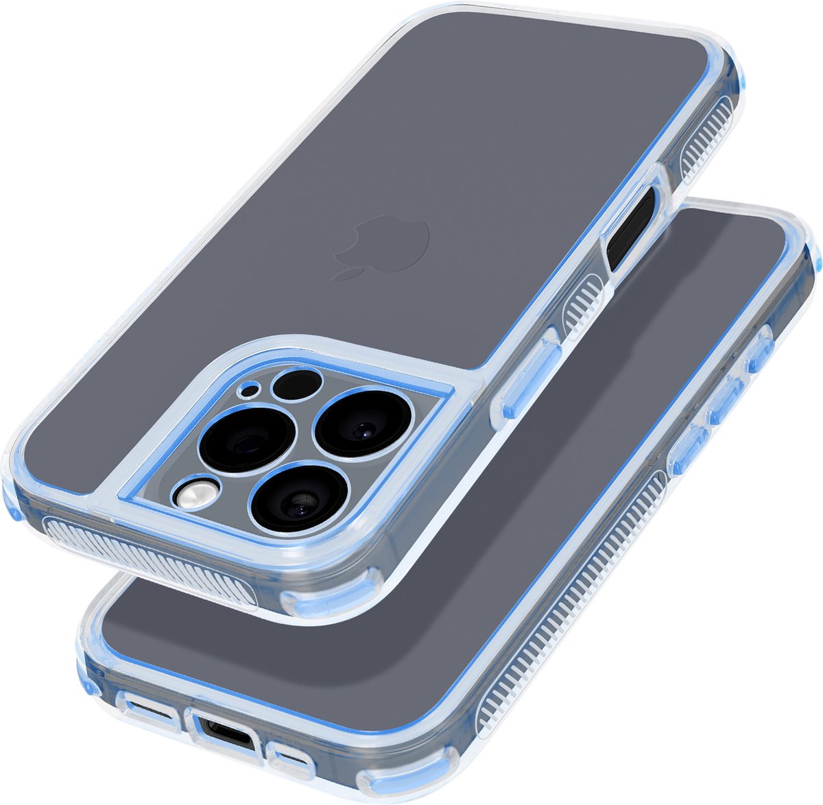 Avizar Hoesje Geschikt voor Apple iPhone 16 Pro Max Munten Stootvast Bumper, Lichtblauw