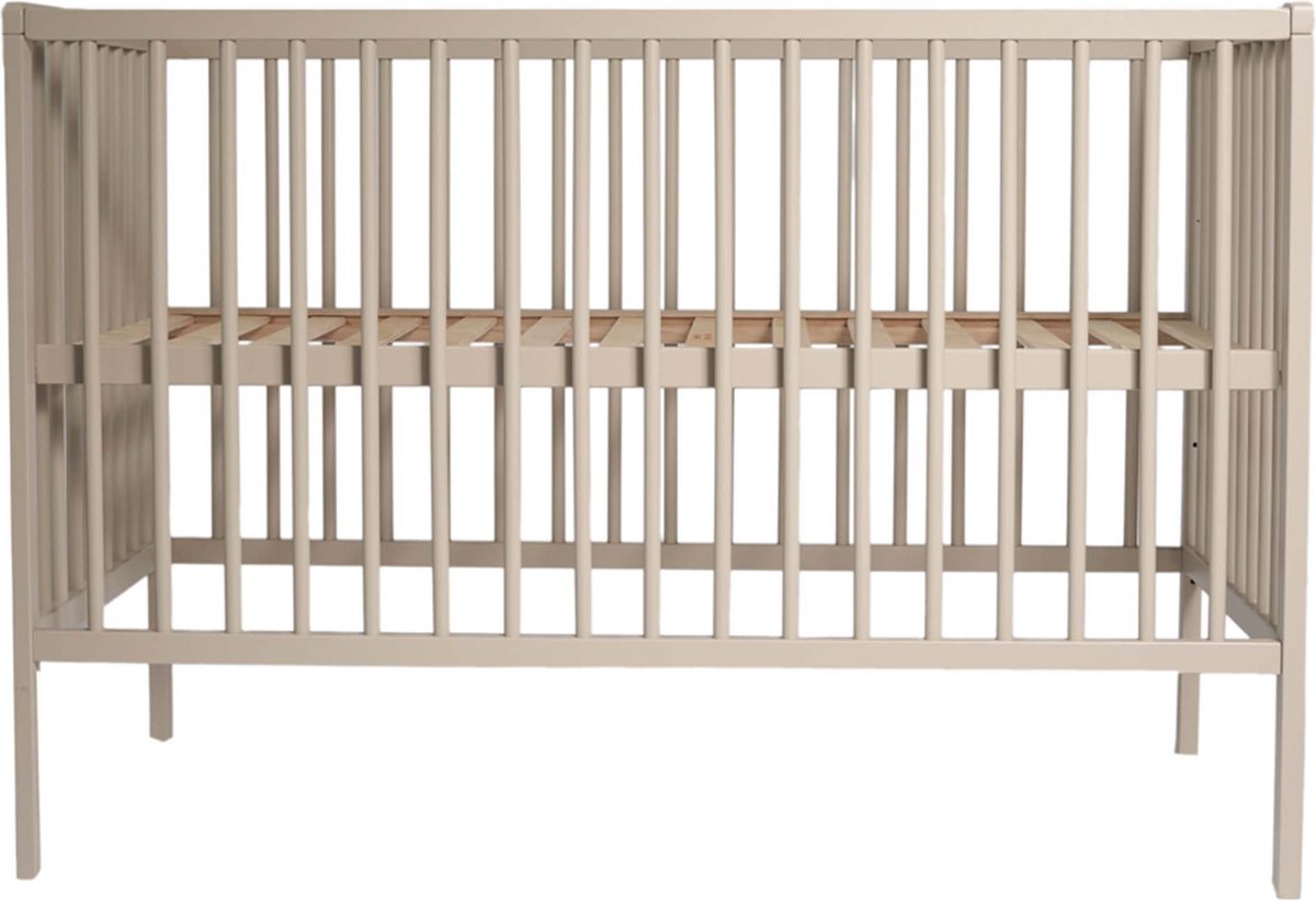 Bol.com Prénatal Ledikant Elfin - Babykamer - Ronde spijl - Taupe bruin - 60 x 120 cm aanbieding