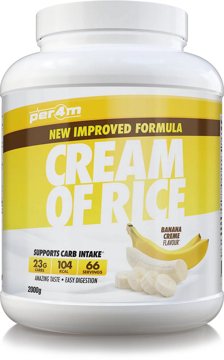 Goedkoopste Per4m - Cream of Rice - 2kg - Banana Creme - Weight Gainer - Mass Gainer - COR - Cream of rice - Rijstmeel - Shake - Fitness - Krachttraining - Gym