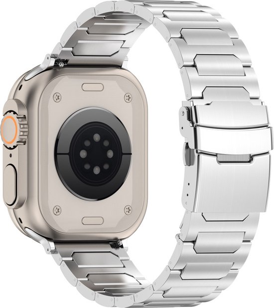 Bracelet en titane - bracelet à maillons - convient pour Apple Watch Series 1/2/3/4/5/6/7/8/9/SE avec taille de boîtier 38 mm / 40 mm / 41 mm et Watch 10 (42 mm) - argent