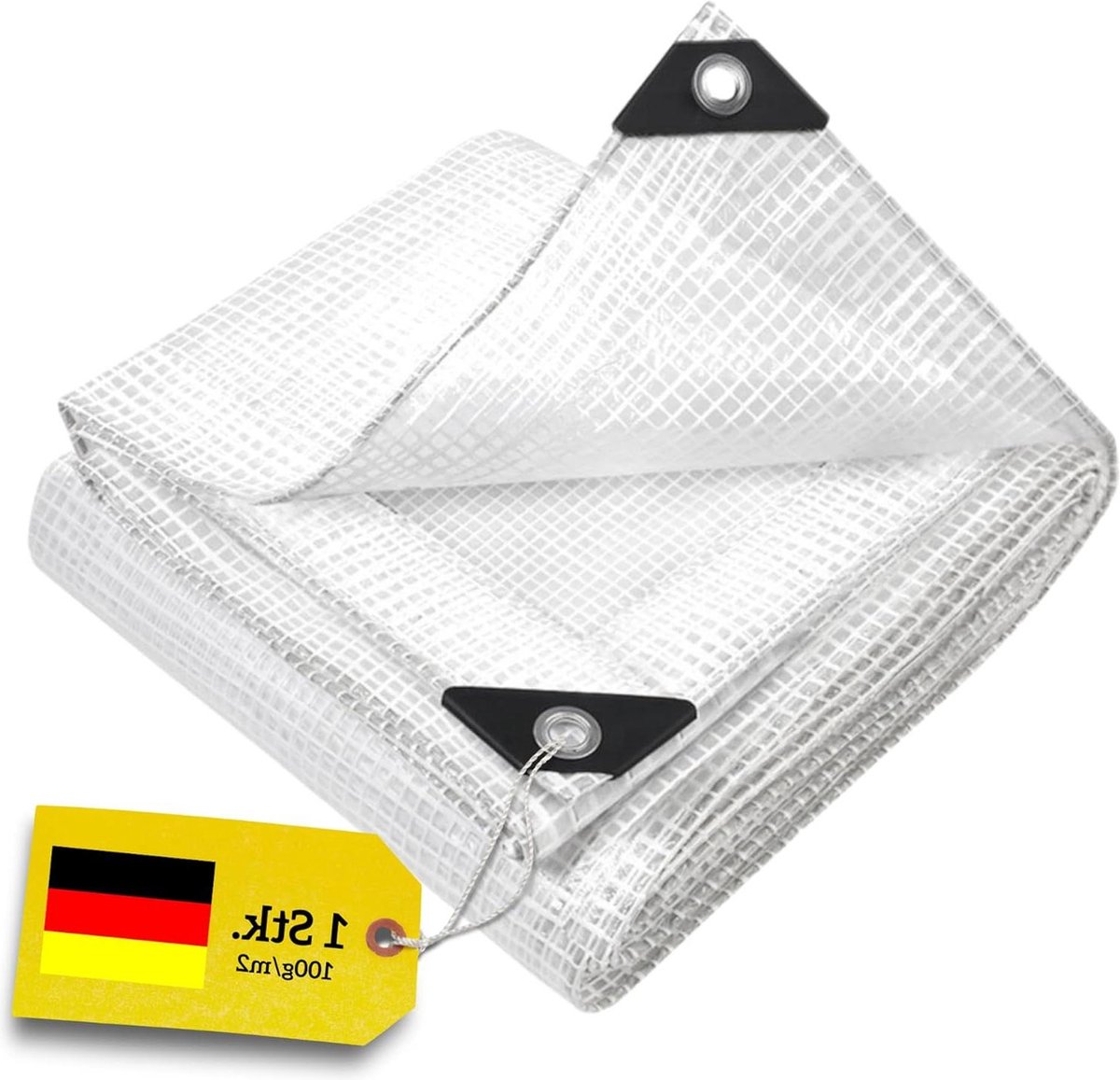 Afdekzeil waterdicht - 100 g - met oogjes - Tentzeil beschermend zeil - tuinzeil - dubbelzijdig gecoat - weerbestendig - transparant - 4m x 6m