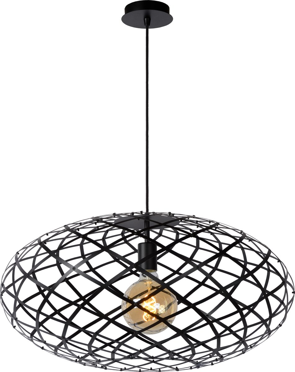 Lucide WOLFRAM - Hanglamp - Ø 65 cm - 1xE27 - Zwart