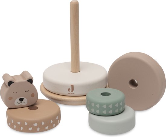 Jollein - Houten Tuimelstapelaar - Jungle Jambo - Cheetah - Met 5 Blokjes En Een Hoofdje - 100% FSC van Jollein — afbeelding 2