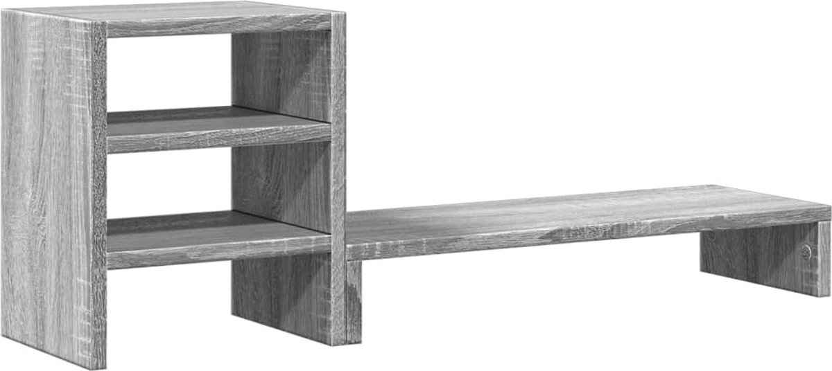 vidaXL - Monitorstandaard - met - bureau-organizer - bewerkt - hout - grijs - sonoma
