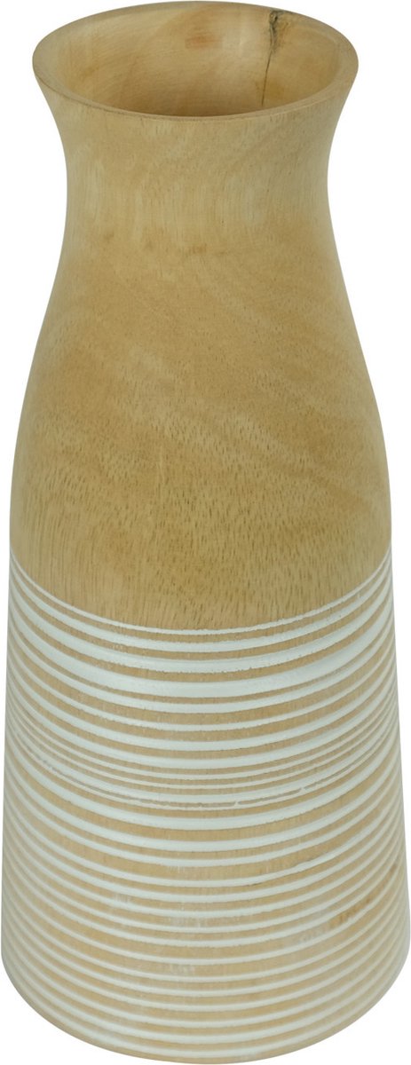 Fine Asianliving Japandi Vaas Mangohout Handgemaakt Wit D7xH23cm