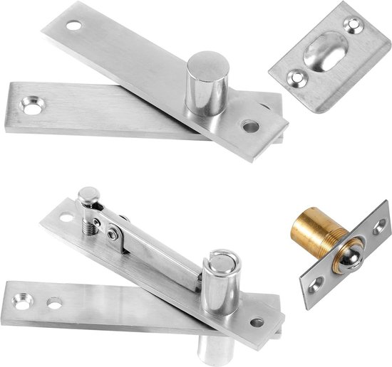 2-pack 360 graden deurscharnieren roestvrijstaal verborgen scharnieren 75x17 mm excentrieke spil bovenste onderste schachtdeur raamkast scharnieraccessoires