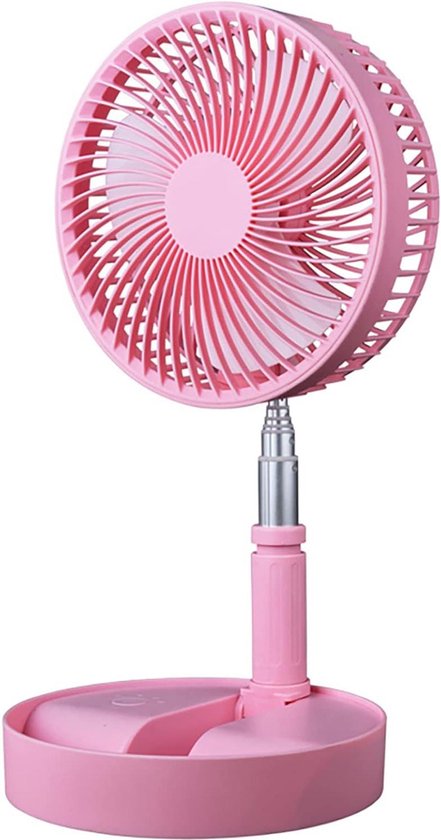 Ruiqas Opvouwbare staande ventilator mini draagbare USB bureau/vloerventilator 4 snelheden verstelbare hoogte voor kantoor thuis camping