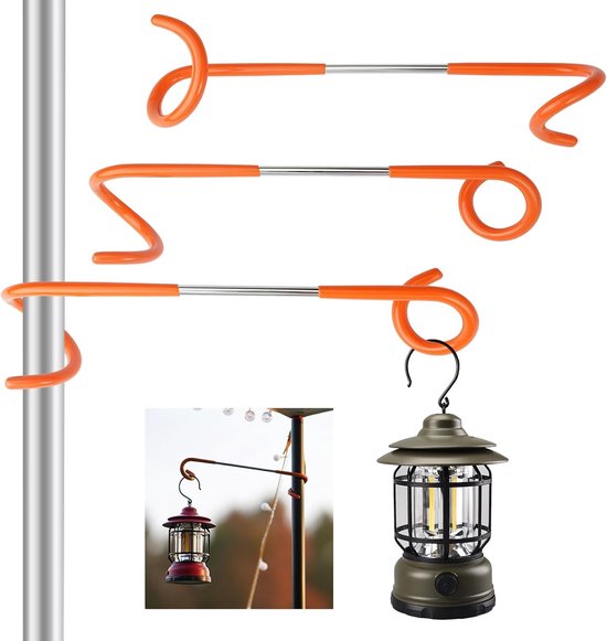 Buachois 3 stuks campinglantaarnhouders, tentstokkenhaken, camping en tuin, kledinghanger, multifunctionele dubbelkoppige S-vormige lantaarnhaak, tweeweg-universele haak voor minder dan 32 mm pool