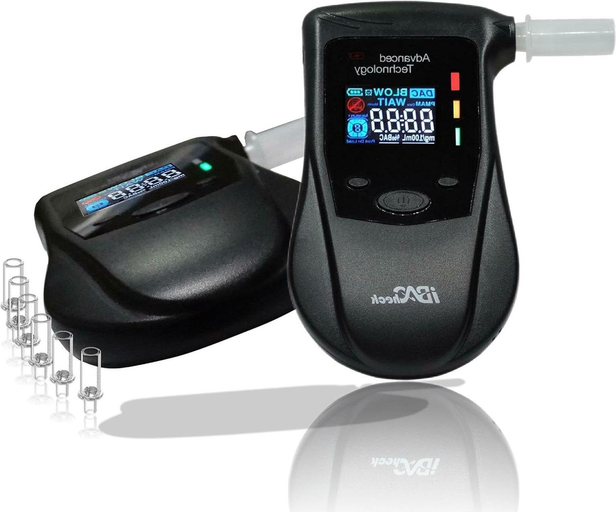Goedkoopste Draagbare alcoholtester met halfgeleidersensor oplaadbaar digitale alcoholtester met Prelert-functie - Alco-test met 4 eenheden standaard E - 10 herinneringen (kleur) - 6 mondstukken alcohol testers