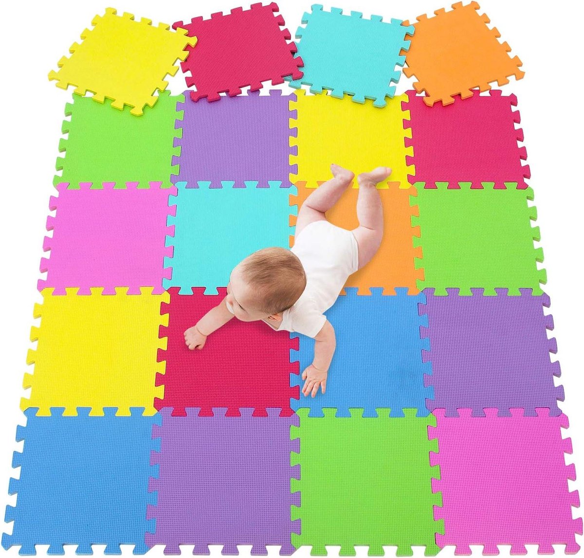 Speelmat voor kinderen Puzzelmat met inlegpuzzel Kruipmat en kindermat Vloermatten voor yoga en gym 142 x 114 cm Set van 20 stuks