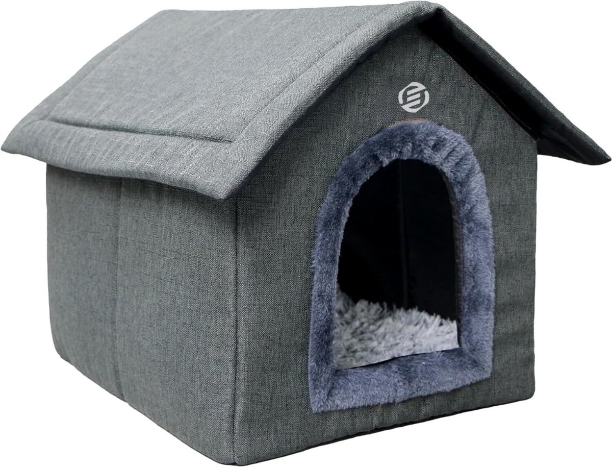 Equivera Kattenhuis Voor Buiten - Kattenhuis Buiten - Kattenhok - Kattenhuisje - Kattenvilla - Kattenhok Buiten