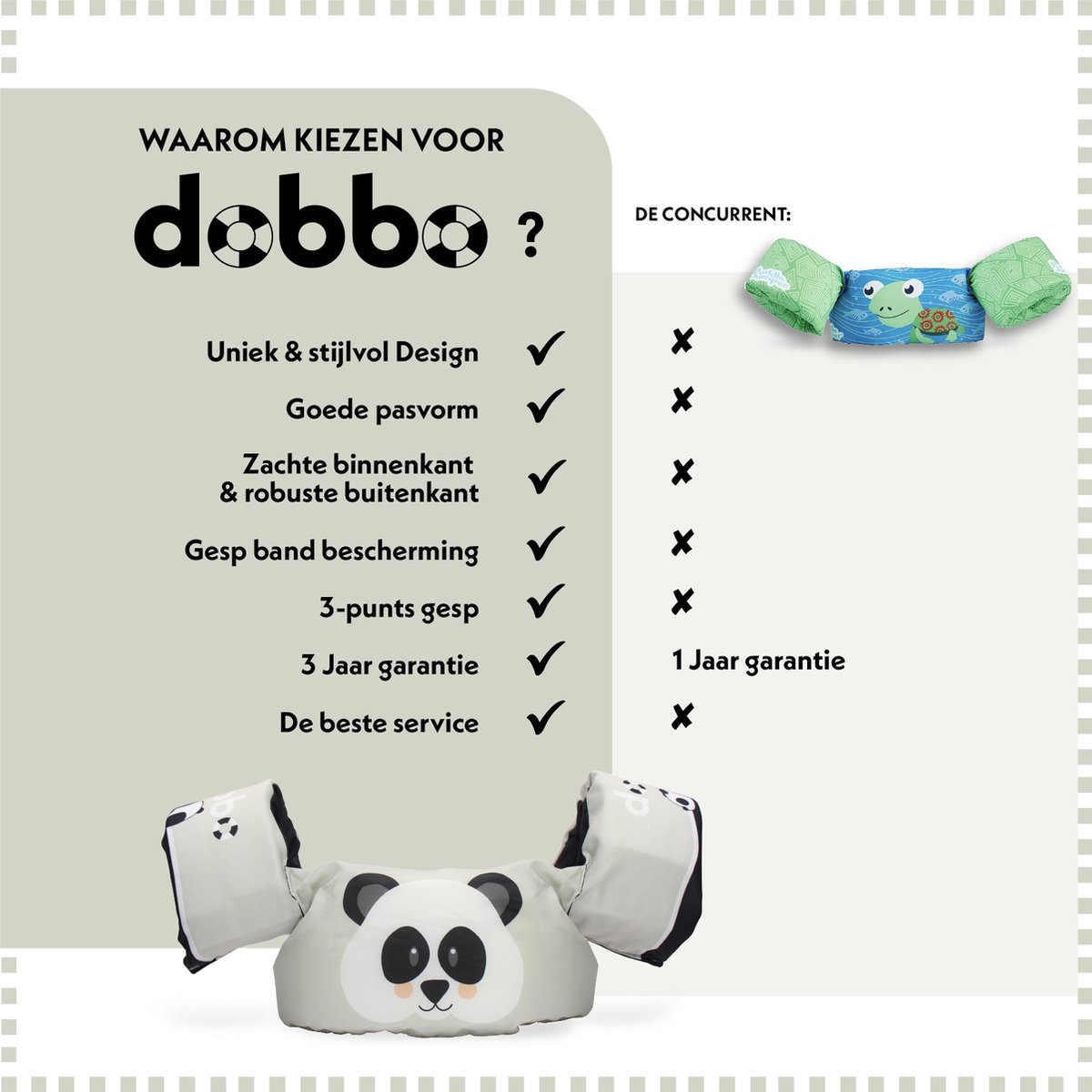 DOBBO Peter de Panda - Puddle Jumper - Zwembandjes - Zwemvest - Zwemvleugels - voor Kind van 2 tot 6 jaar - Grijs — afbeelding 10